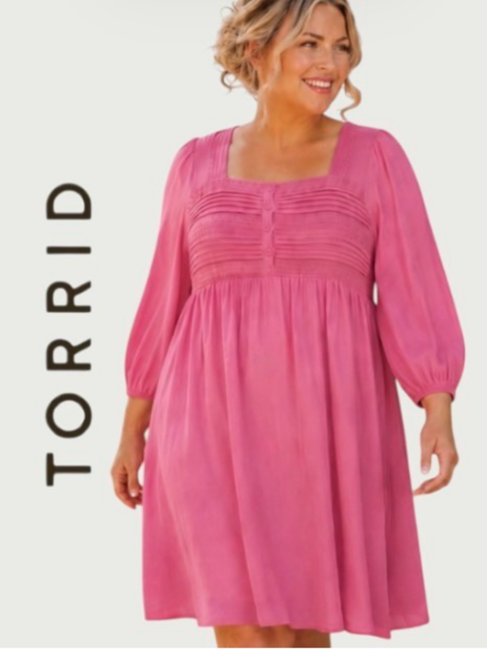 4X TORRID Mini Rayon Slub Pintuck Skater Dress with Button Front Bodice, NWT